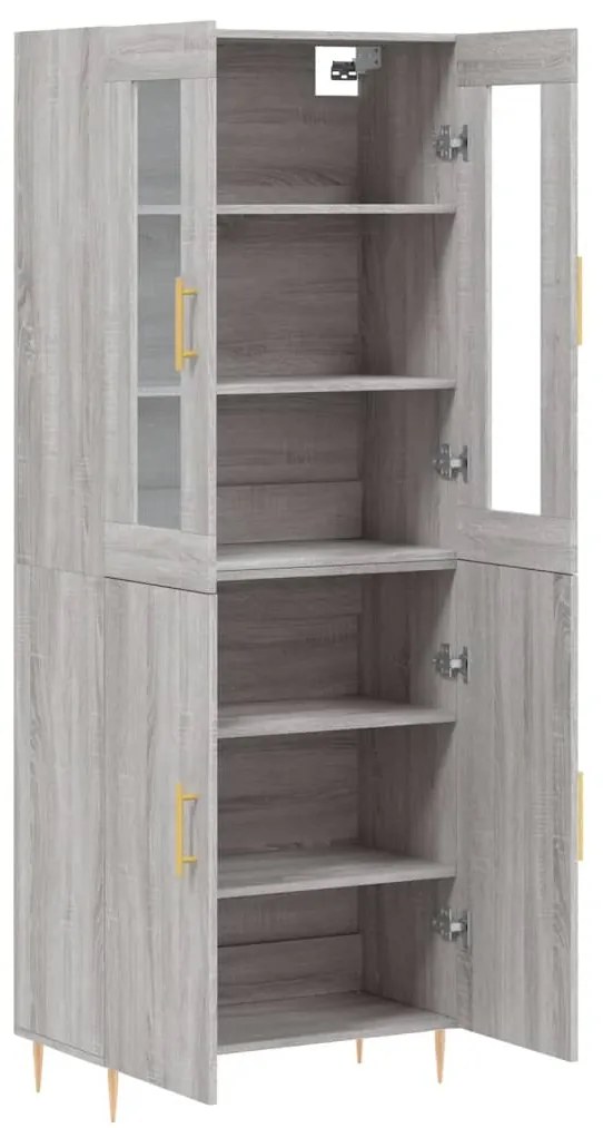 vidaXL Ντουλάπι Γκρι Sonoma 69,5 x 34 x 180 εκ. Επεξεργασμένο Ξύλο