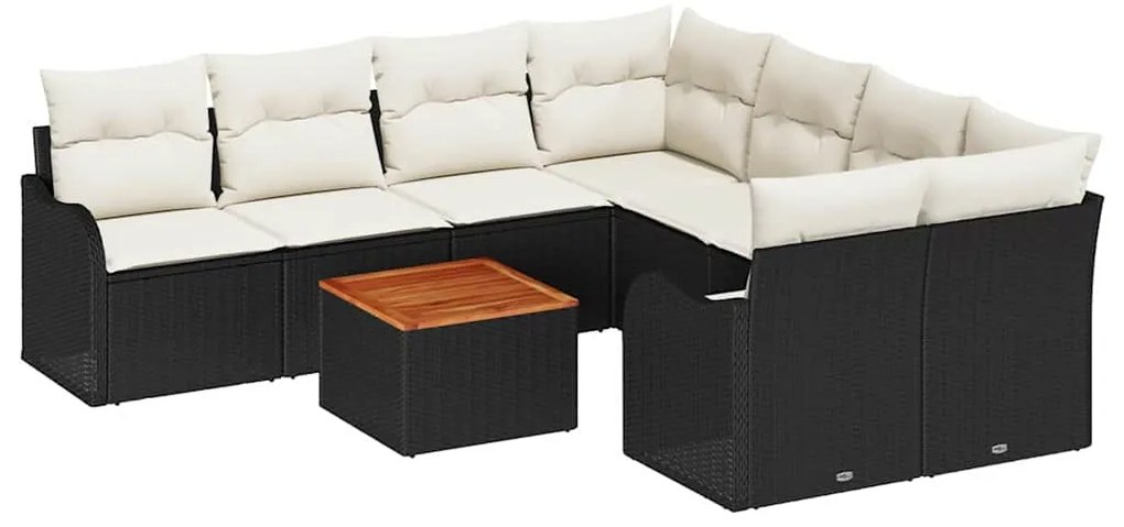 vidaXL Σετ Καναπέ Κήπου 9 pcs Μαύρος, λευκός