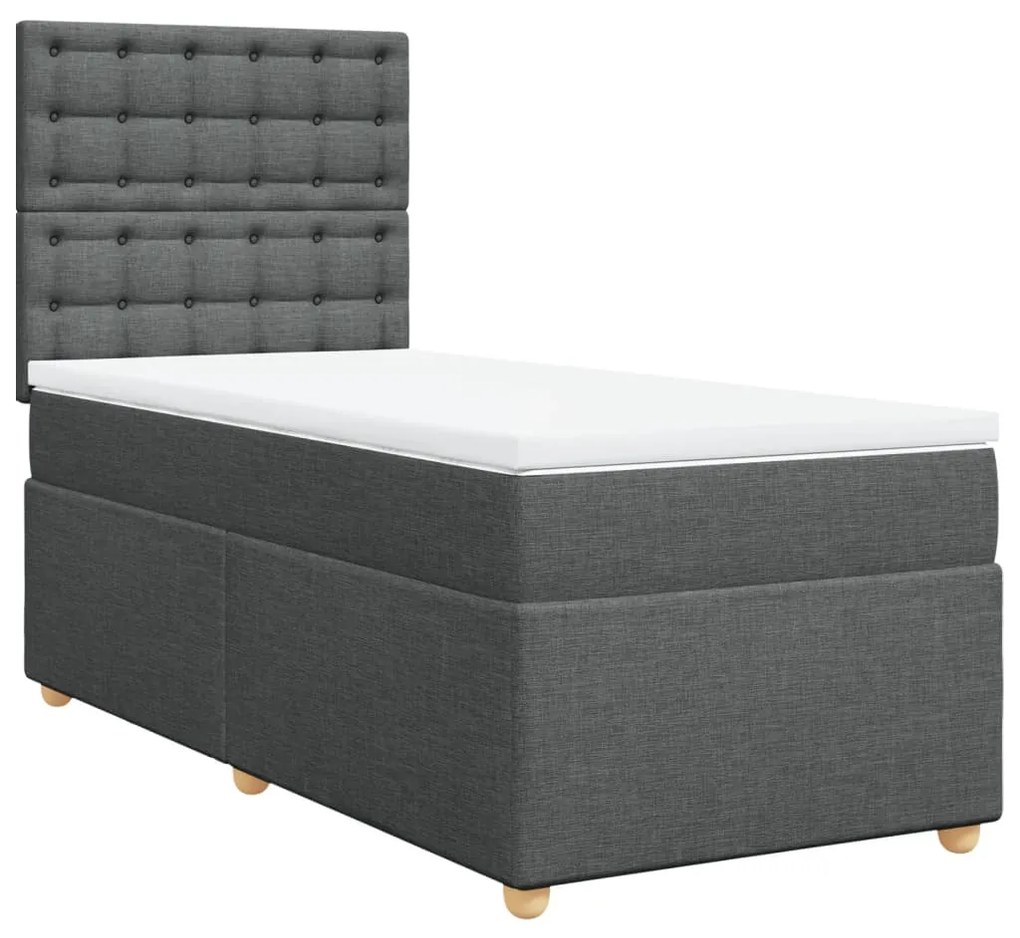 ΚΡΕΒΑΤΙ BOXSPRING ΜΕ ΣΤΡΩΜΑ ΣΚΟΥΡΟ ΓΚΡΙ 80X200 ΕΚ. ΥΦΑΣΜΑΤΙΝΟ 3291122