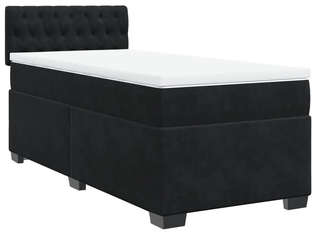 vidaXL Κρεβάτι Boxspring με Στρώμα Μαύρο 100x200 εκ. Βελούδινο