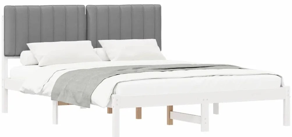 vidaXL Σκελετός Κρεβατιού με Επενδεδυμένο Κεφαλάρι Ανοιχτό γκρι