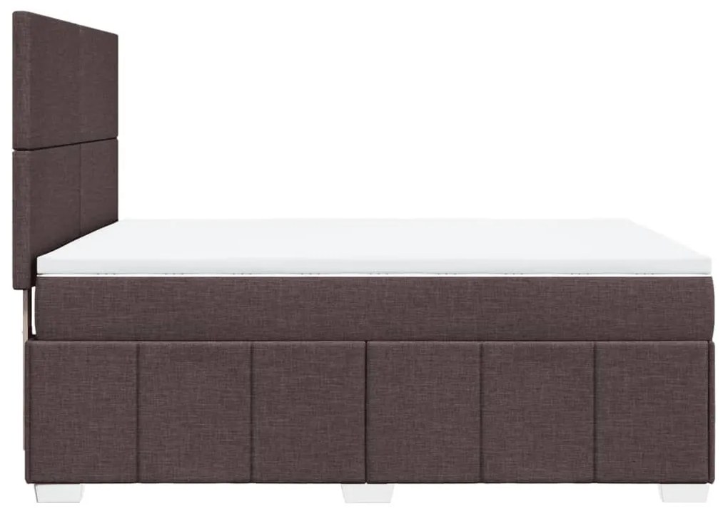 Κρεβάτι Boxspring με Στρώμα Σκούρο Καφέ 160x200 εκ Υφασμάτινο - Καφέ