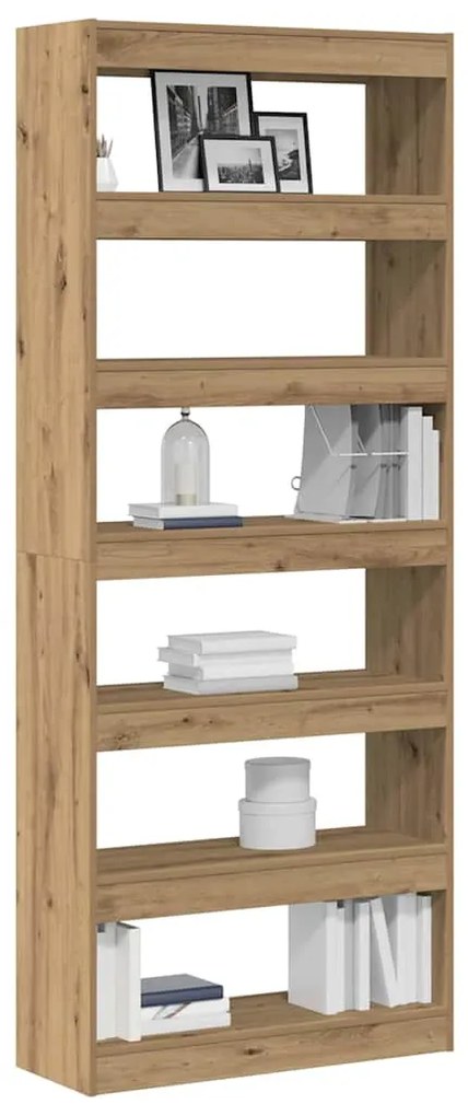 vidaXL Βιβλιοθήκη artisan δρυς 80 x 30 x 198 εκ Επεξεργασμένο ξύλο