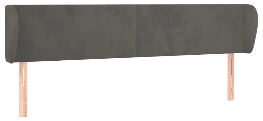 Κεφαλάρι με Πτερύγια Σκούρο Γκρι 163x23x78/88 εκ. Βελούδινο 3116919