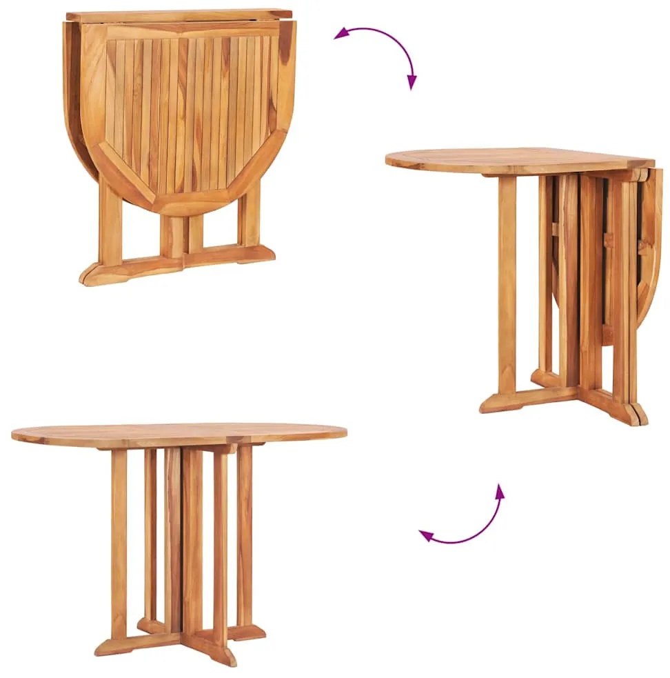 vidaXL Τραπέζι Κήπου Butterfly Πτυσσόμενο 120x70x75 εκ Μασίφ Ξύλο Teak
