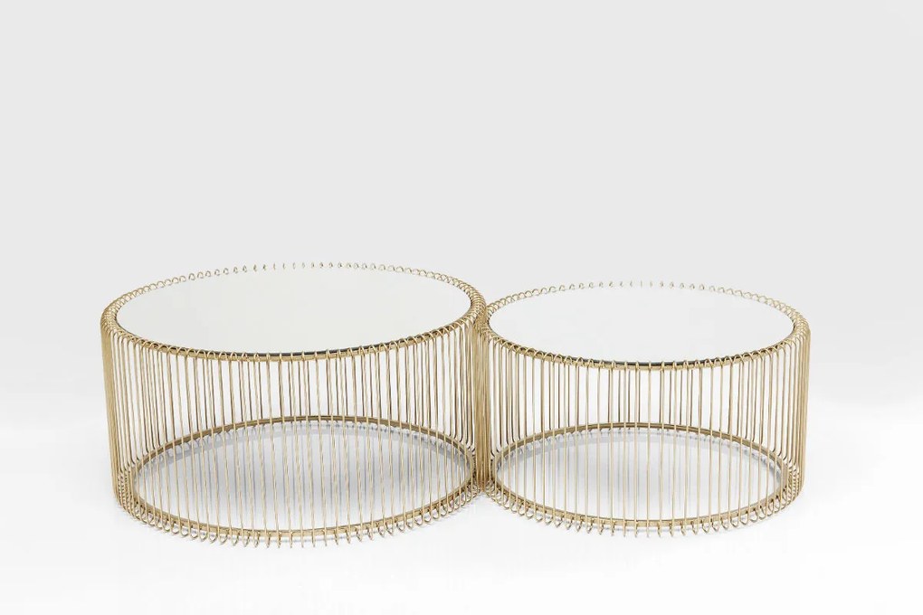 Τραπεζάκι Μέσης Wire Χρυσό Σετ 2 Τεμάχια 69,5x69,5x33,5 εκ - Χρυσό