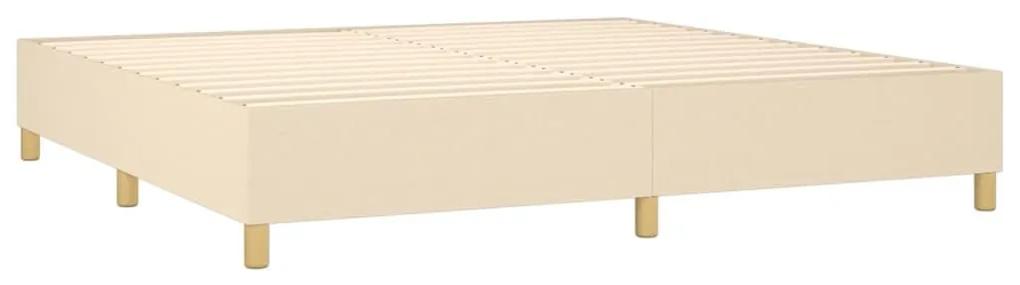 Κρεβάτι Boxspring με Στρώμα &amp; LED Κρεμ 200x200 εκ. Υφασμάτινο - Κρεμ
