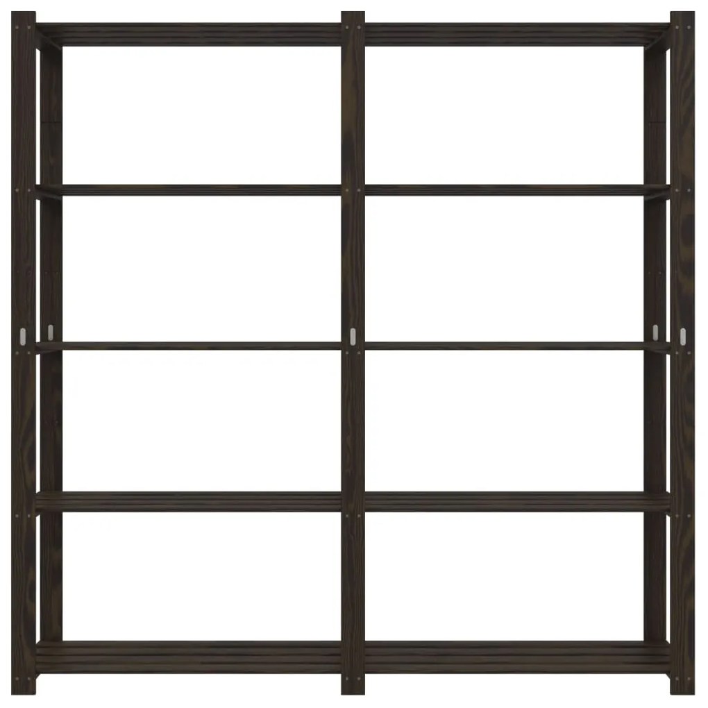 vidaXL Ραφιέρα με 5 Ράφια Μαύρο 170 x 38 x 170 εκ. Μασίφ Ξύλο Πεύκου