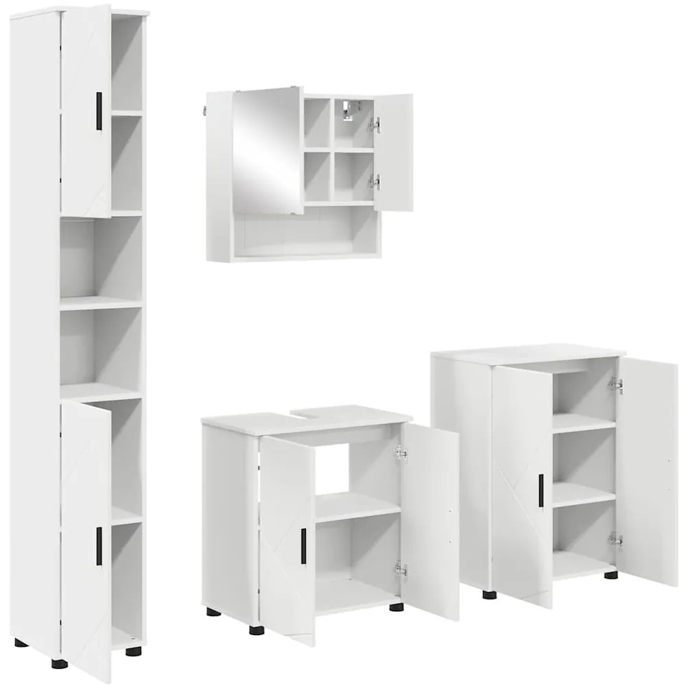 vidaXL Σετ Επίπλων Μπάνιου Επιτοίχιο 4 pcs Λευκό 61 x 35 x 64 εκ.