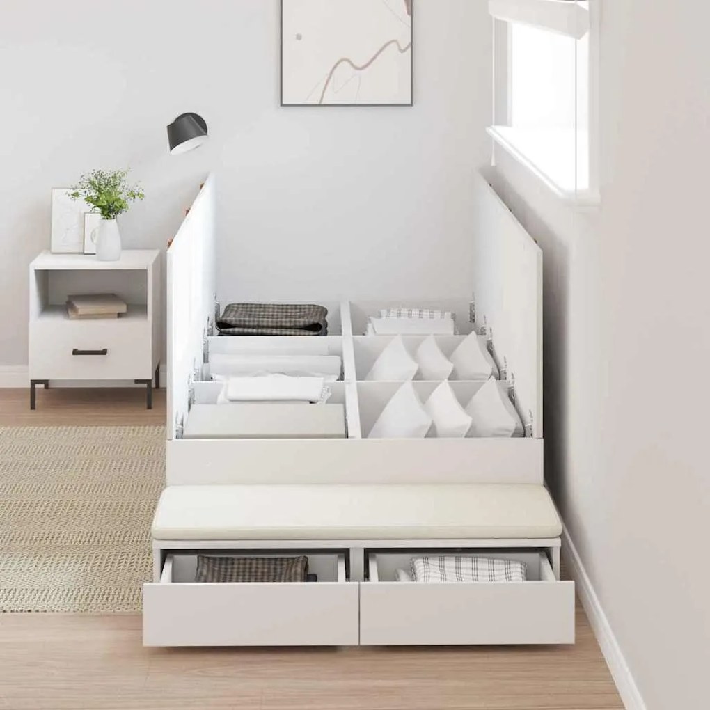 vidaXL Κρεβάτι με αποθηκευτικό χώρο Λευκό 236.5 x 90 x 31.5 εκατοστά