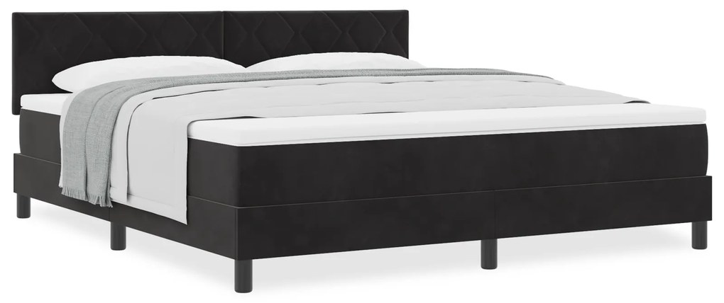 vidaXL Κρεβάτι Box Spring με Στρώμα Μαύρο Σούπερ Βασιλικό Βελούδο