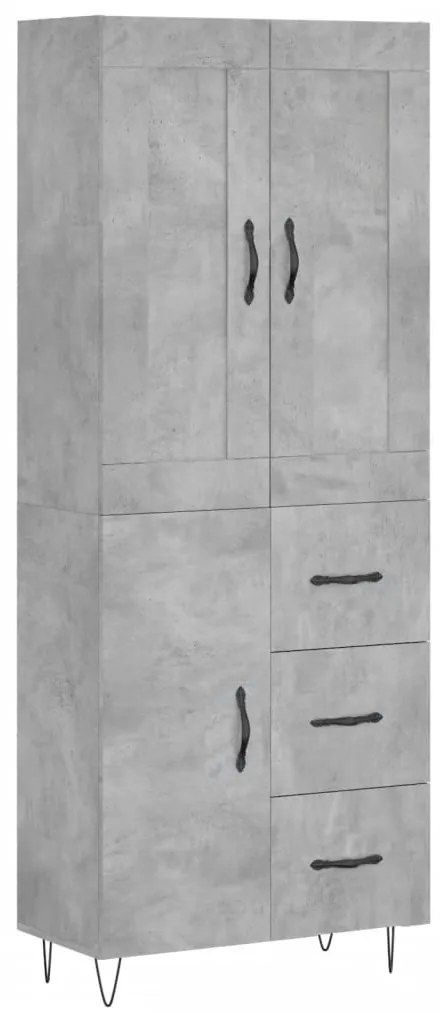 vidaXL Ντουλάπι Γκρι Σκυροδέματος 69,5x34x180 εκ. Επεξεργασμένο Ξύλο