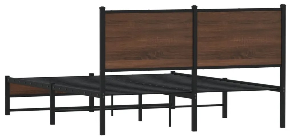 vidaXL Σκελετός Κρεβ. Χωρίς Στρώμα Καφέ Δρυς 150x200 εκ. Μεταλλικό