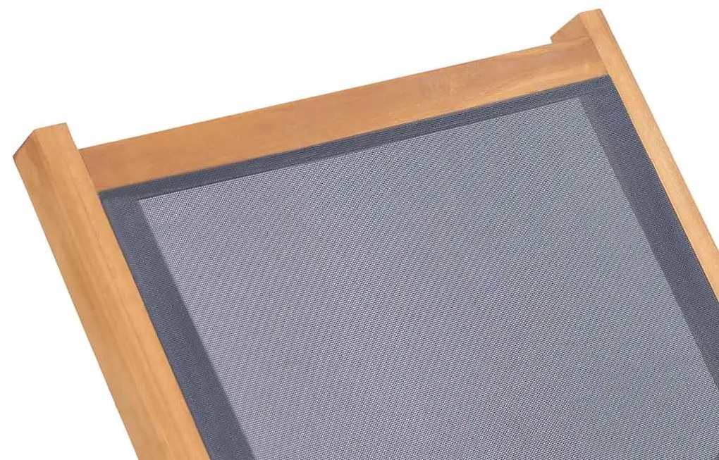 vidaXL Ξαπλώστρα Πτυσσόμενη από Μασίφ Ξύλο Teak και Textilene με Ρόδες