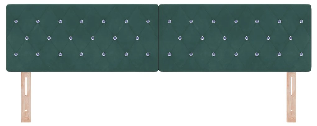 vidaXL LED Κεφαλάρι με Κρυστάλλινα Κουμπιά, Σκούρο Πράσινο Βελούδο, 90 εκ.