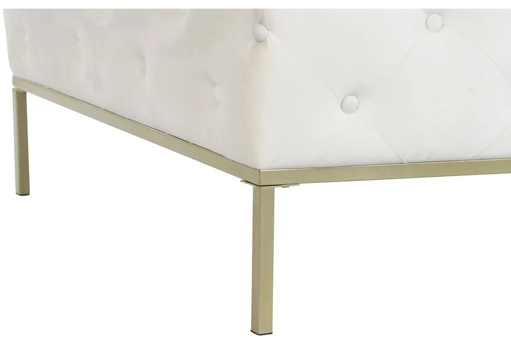 Σκαμπό DKD Home Decor Λευκό Χρυσό Μέταλλο 100 x 100 x 45 cm