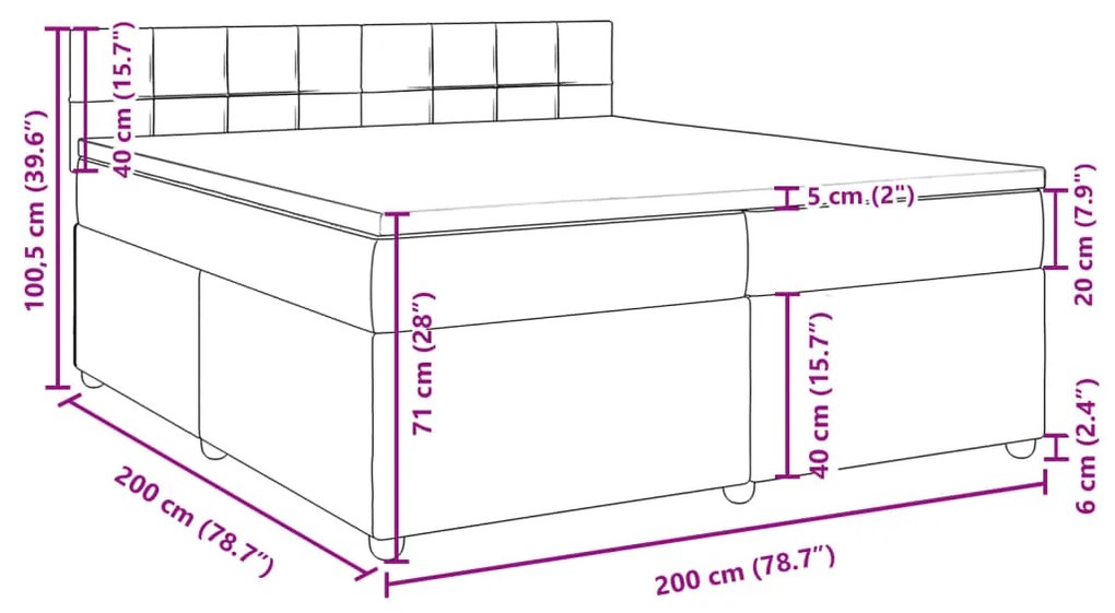 Κρεβάτι Boxspring με Στρώμα Σκούρο Καφέ 200x200 εκ. Υφασμάτινο - Καφέ