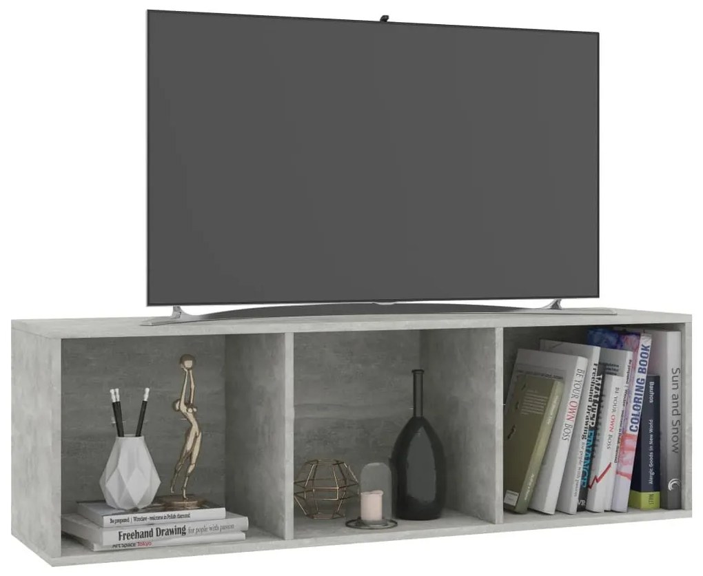 Βιβλιοθήκη/Έπιπλο TV Γκρι Σκυροδέματος 36x30x114 εκ Επεξ. Ξύλο - Γκρι