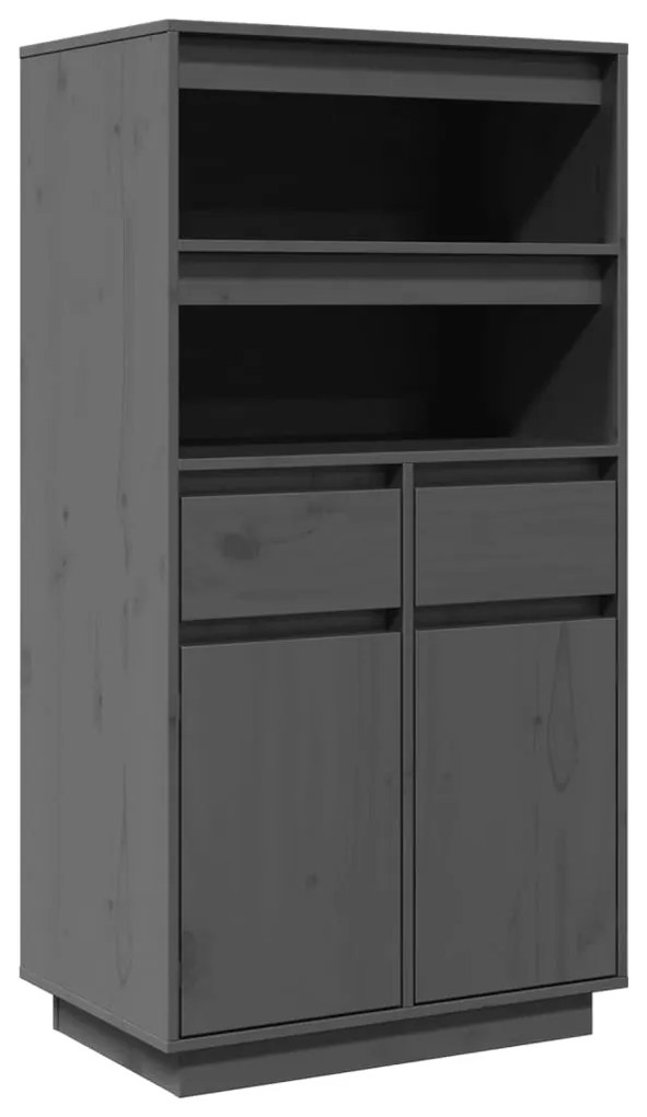 vidaXL Ντουλάπι Ψηλό Γκρι 60x40x116,5 εκ. από Μασίφ Ξύλο Πεύκου