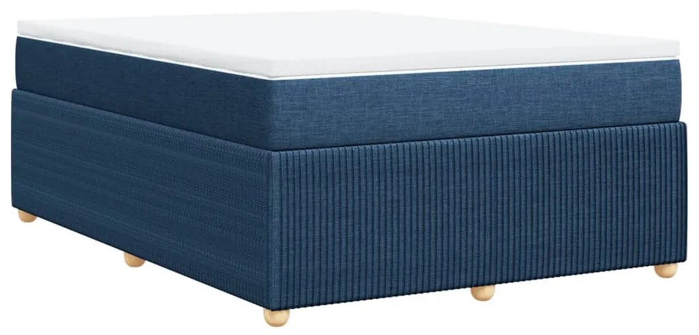 vidaXL Κρεβάτι Boxspring με Στρώμα Μπλε 160x200 εκ. Υφασμάτινο