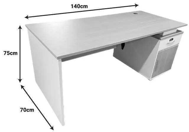 Γραφείο εργασίας Armadi με ντουλάπι σε Sonoma - Λευκό 140x70x75εκ 140x70x75 εκ.
