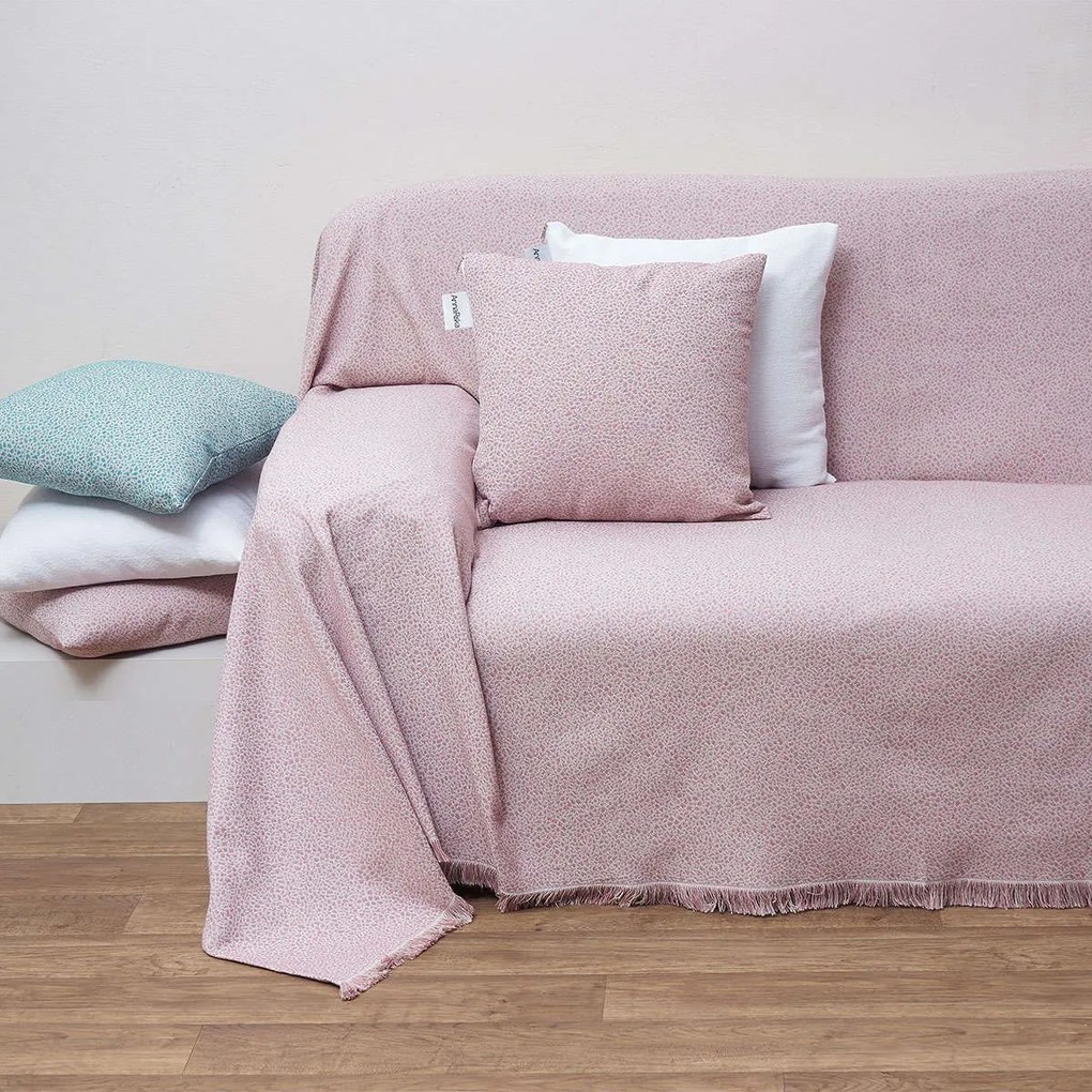 Ριχτάρι Ζακάρ Des. 1554 Blush Pink Anna Riska Τριθέσιο 180x280cm 100% Βαμβάκι