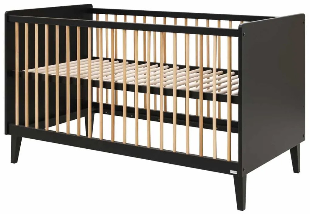 Βρεφικό Κρεβάτι Xem 70x140cm  Matt Black + Oak ToiToiKids