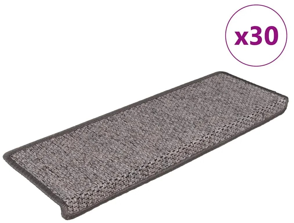 Πατάκια Σκάλας Αυτοκόλ. 30 τεμ. Όψη Σιζάλ Γκρι/Μπεζ 65x21x4 εκ.