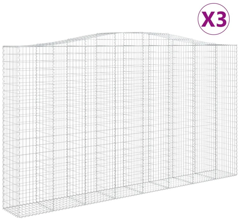 vidaXL Συρματοκιβώτια Τοξωτά 3 τεμ. 400x50x220/240 εκ. Γαλβαν. Ατσάλι