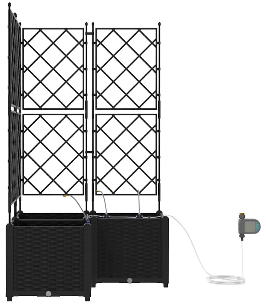 vidaXL Ζαρντινιέρες κήπου Μαύρο 80 x 80 x 142 cm Ατσάλι