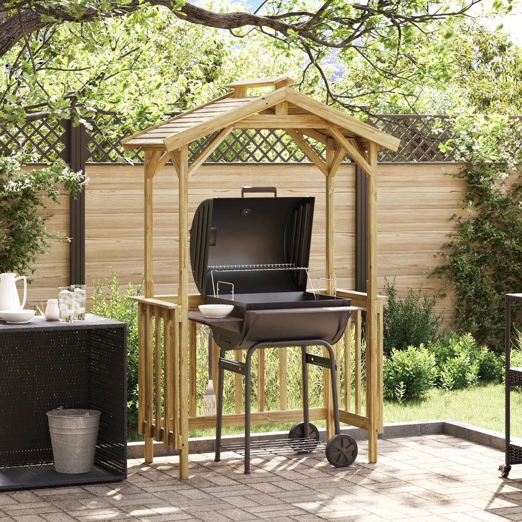 vidaXL Καθιστικό BBQ 133.5x63x200 εκ Εμποτισμένο Ξύλο Πεύκου