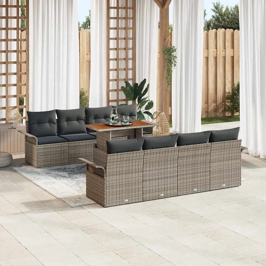 vidaXL Σετ Καναπέ Κήπου με μαξιλάρι 7 pcs Γκρι 100 x 55 x 73 εκ