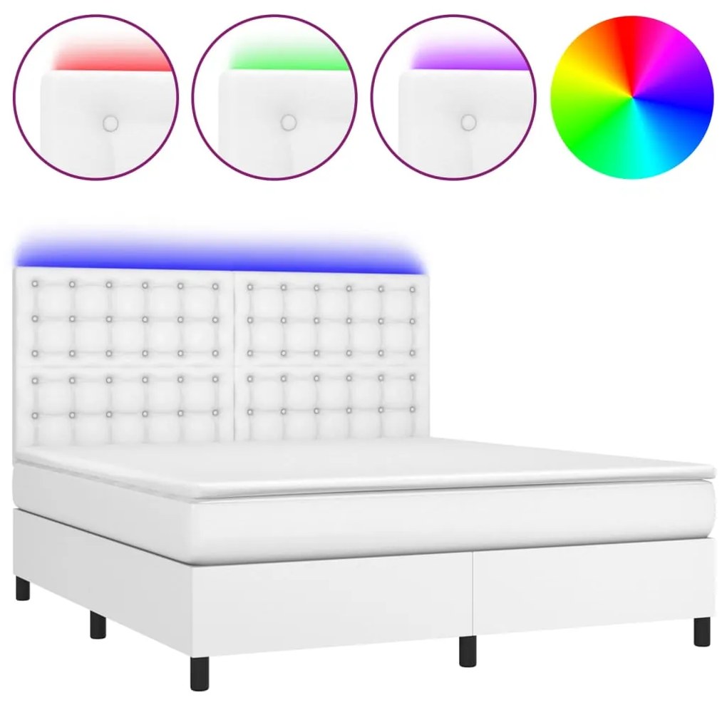 ΚΡΕΒΑΤΙ BOXSPRING ΜΕ ΣΤΡΩΜΑ &amp; LED ΛΕΥΚΟ 180X200 ΕΚ. ΣΥΝΘ. ΔΕΡΜΑ 3135958