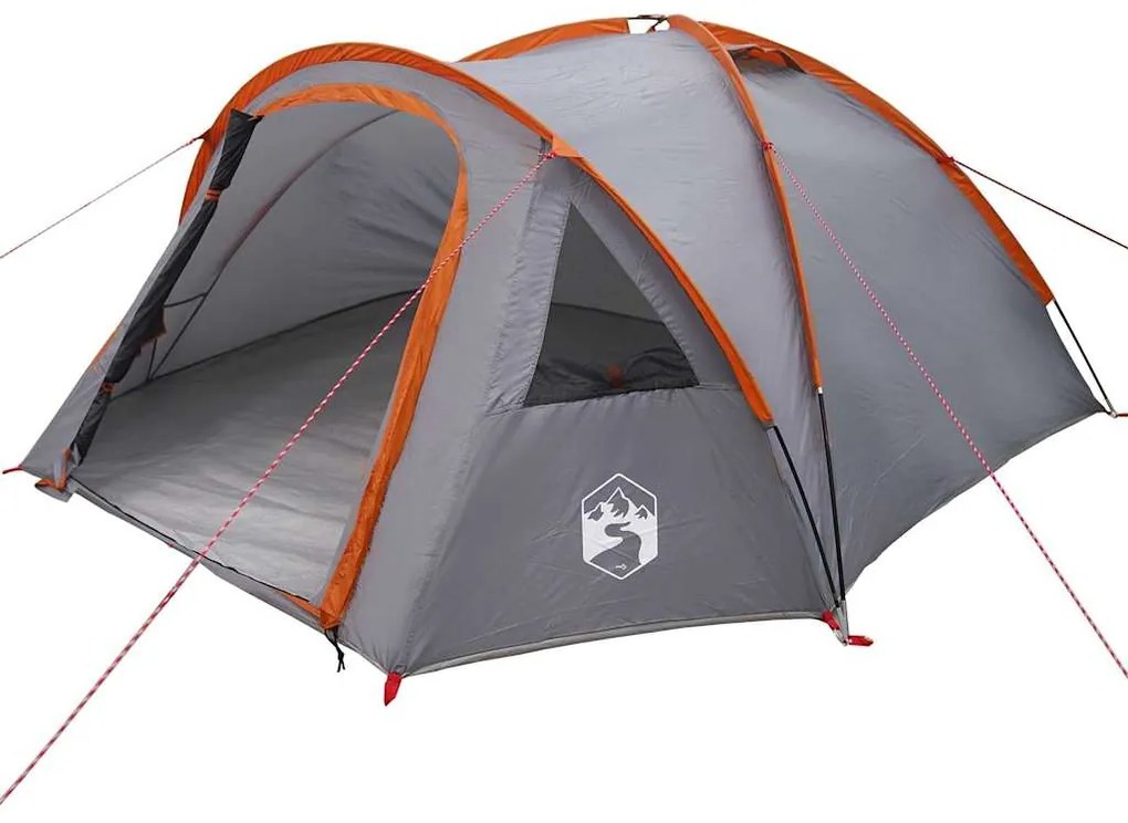 vidaXL Σκηνή Camping με στέγη Γκρι και πορτοκαλί 308 x 268 x 130 εκ.