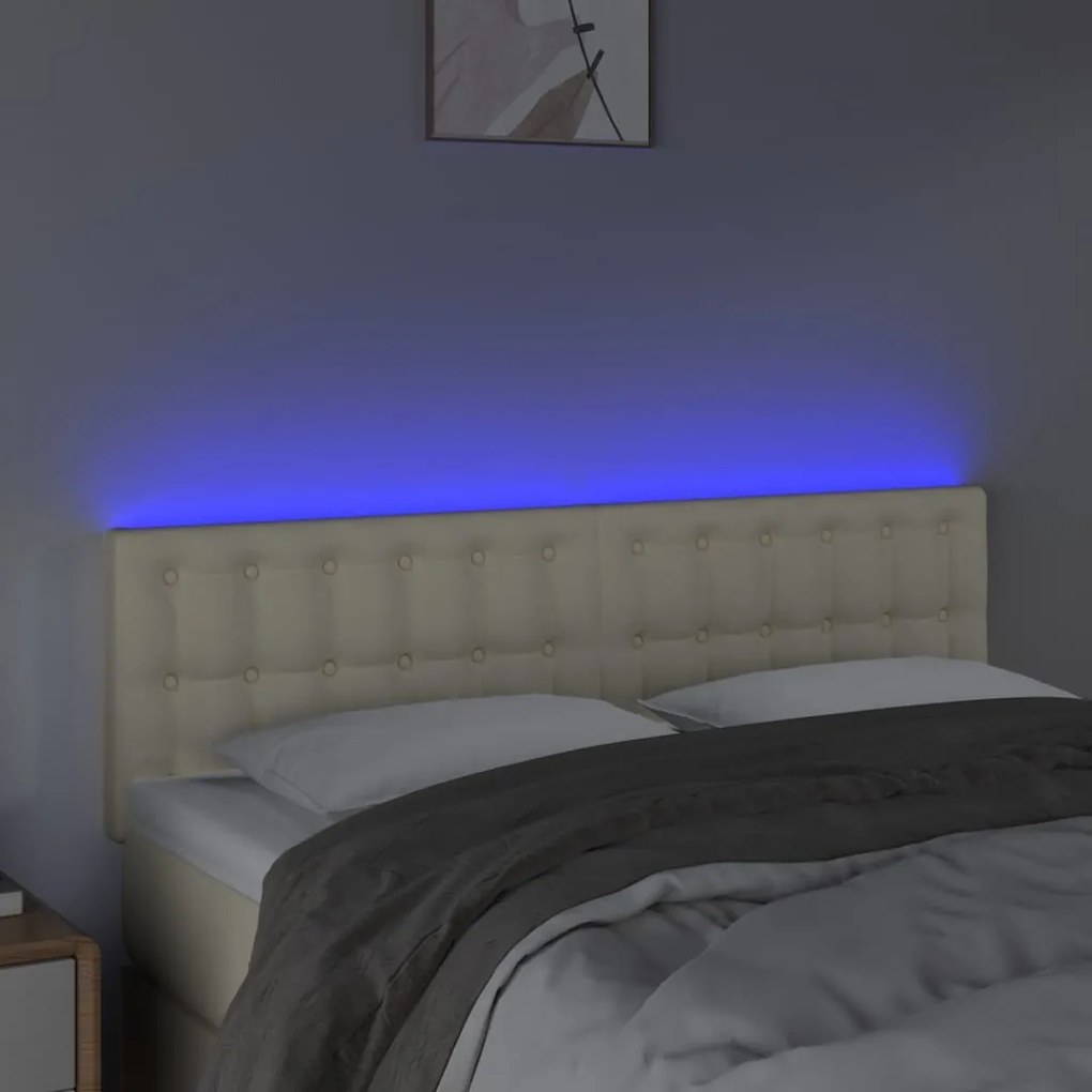 vidaXL Κεφαλάρι Κρεβατιού LED Κρεμ 144x5x78/88 εκ. από Συνθετικό Δέρμα