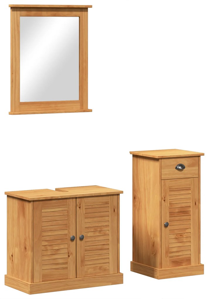 vidaXL Σετ Επίπλων Μπάνιου με συρτάρι 3 pcs Καφέ 37 x 34 x 80 εκ