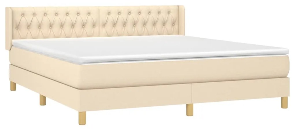 vidaXL Κρεβάτι Boxspring με Στρώμα Κρεμ 180x200 εκ. Υφασμάτινο