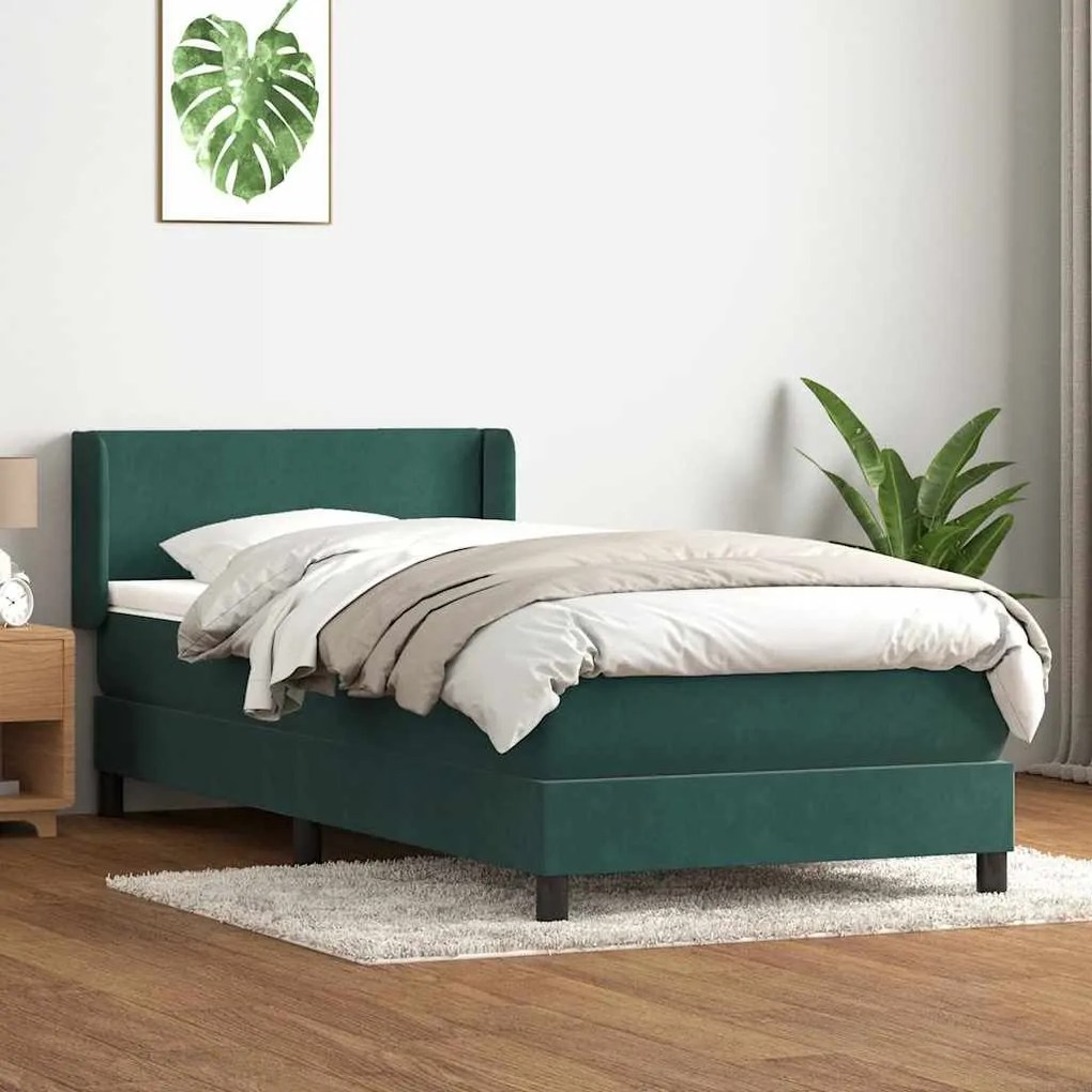 BOX SPRING ΚΡΕΒΑΤΙ ΜΕ ΣΤΡΩΜΑ ΣΚΟΥΡΟ ΠΡΑΣΙΝΟ 90X210ΕΚ. ΒΕΛΟΥΔΙΝΟ 3317934