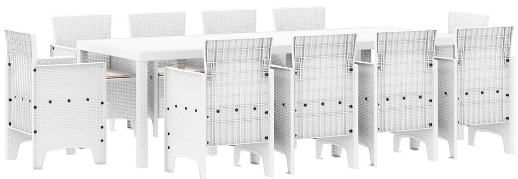 vidaXL Σετ Τραπεζαρίας Κήπου 11 pcs Λευκό 250 x 100 x 73 εκ