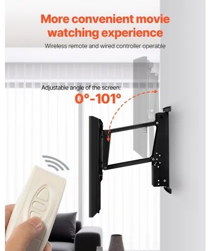 VEVOR Motorized TV Wall Mount, 32-65 in Electric Fireplace TV Wall Mount Black