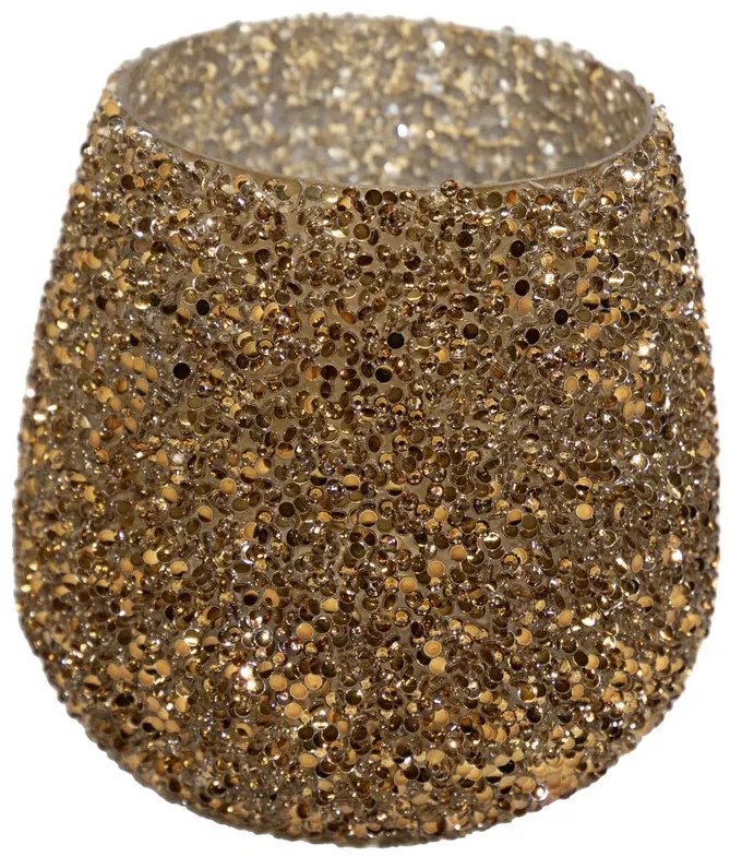 Κηροπήγιο Γυάλινο 9,5x9εκ. Strass Amber Art Et Lumiere 30545