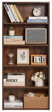 VEVOR 5 Tiers Narrow Bookshelf 53&quot; Wooden Open Bookcase Adjustable Shelf Brown
