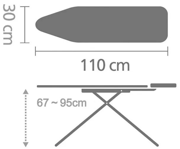 Τραπέζι σιδερώματος Brabantia A 1005614, 110x30 cm, 7 θέσεις ρύθμισης, Σιδεροθήκη, Πράσινο