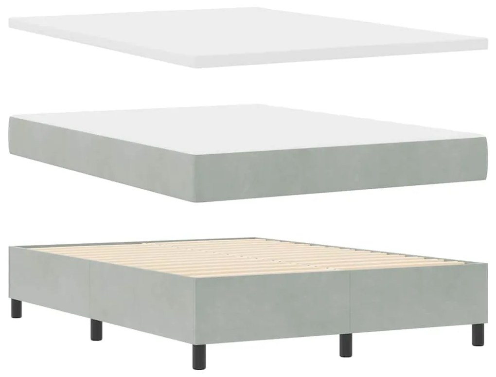vidaXL Κρεβάτι με ελατήρια Ανοιχτό γκρι 140 x 190 cm Βελούδο