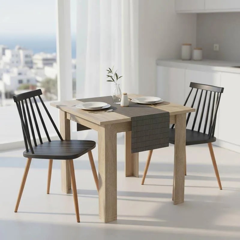 Σετ Τραπεζαρίας Manka Ι-Aurora I 3 τεμ σε sonoma-μαύρη απόχρωση 80x80x77εκ 80x80x77 εκ.