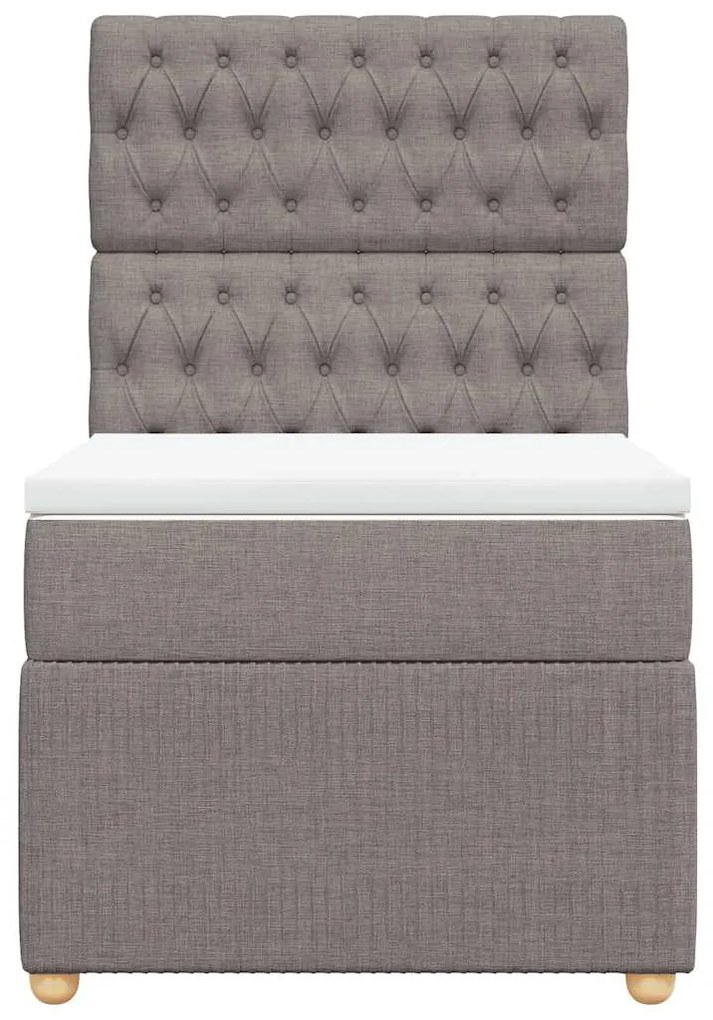 vidaXL Κρεβάτι Boxspring με Στρώμα Taupe 90x200 εκ. Υφασμάτινο