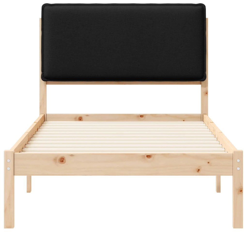 vidaXL Σκελετός Κρεβατιού με Επενδεδυμένο Κεφαλάρι Μαύρο 90 x 200 cm