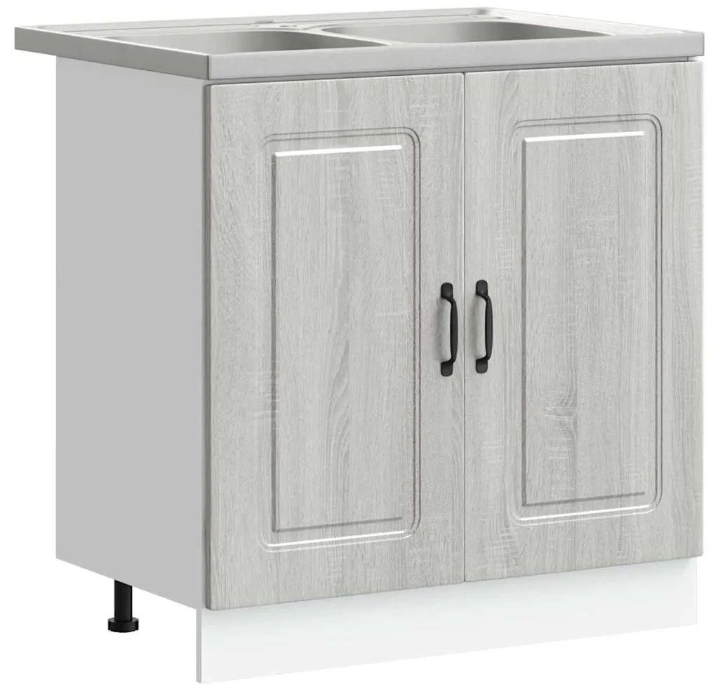 vidaXL Ντουλάπα Κουζίνας με αποθήκευση 2 pcs Γκρι 80 x 46 x 81.5 εκ