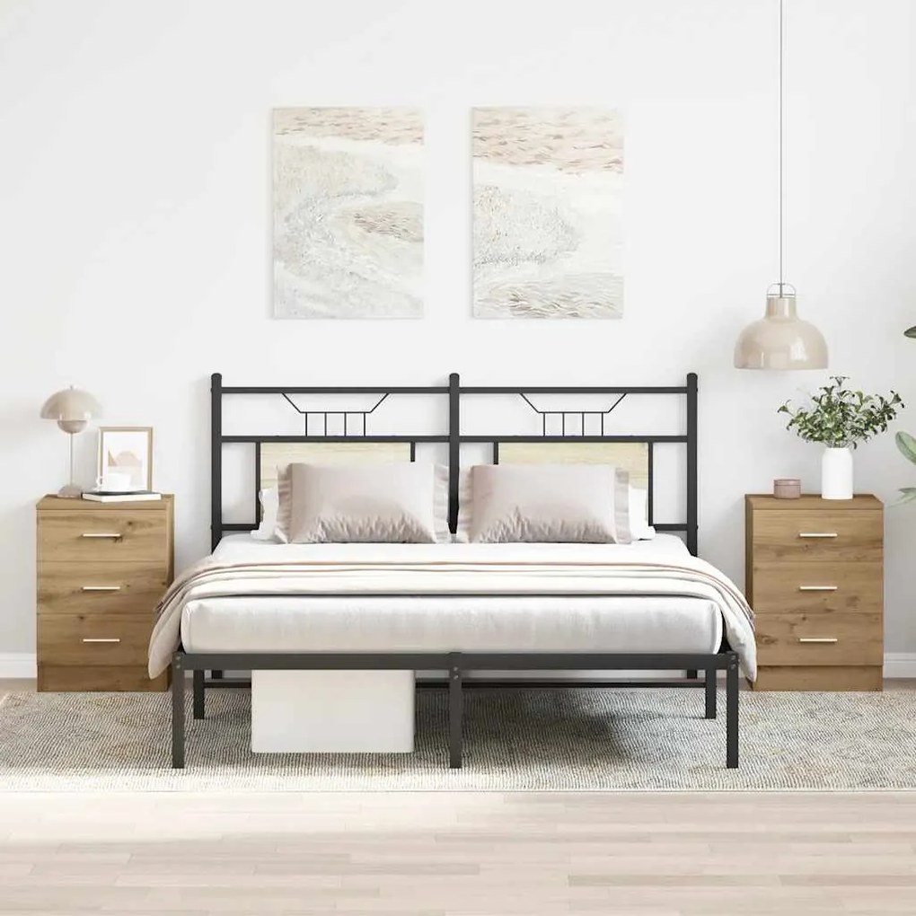 Κομοδίνα 2 τεμ. τεχνίτης Δρυς 38x35x55 εκ. από Επεξεργ Ξύλο 861127