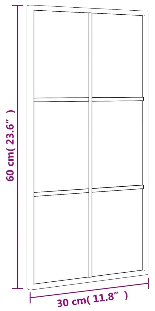 Καθρέφτης Ορθογώνιος Μαύρος 30 x 60 εκ. από Σίδερο - Μαύρο